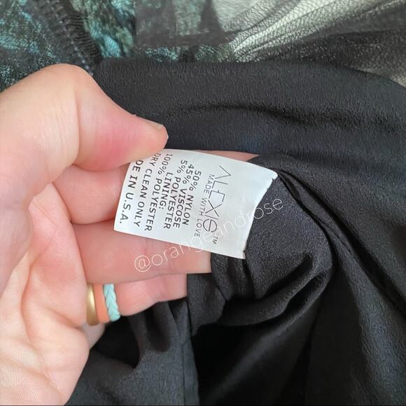 ALEXIS Green Black Floral Tulle Skirt Mini Dress Medium - Picture 4 of 15